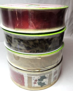 Designer Premium Wired Ribbon Holiday (set of 4) 50-55 yards Per roll - Picture 1 of 8