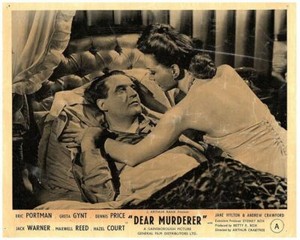 Dear Murderer original lobby card Eric Portman Greta Gynt in bed