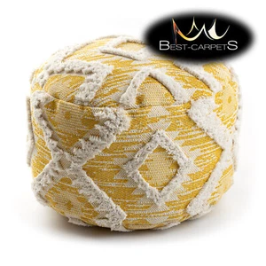 Moderner schöner POUFFE ""ZYLINDER"" zum Sitzen 50x50x50cm gelb creme BOHO - Bild 1 von 11