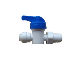 Valvola a sfera filettata 1/4"" tubo x 1/4"" raccordo di collegamento rapido per sistema idrico RO - Foto 1 di 1