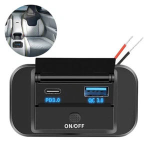 Dual USB Port Car Fast Charger 12V PD3.0+QC3.0 Socket Power Outlet Panel RV - Picture 1 of 11