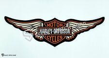 Harley Davidson Orange Logo Wing Embroidered Patch 15" Large Sew on Patch