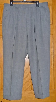  MENS  GREY WOOL DRESS PANTS CUFFED  BACHRACH - Image 1 of 3