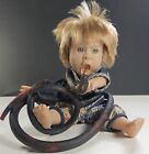 Creepy Doll With Rubber Black Snake Halloween Prop 11 Inches Scary Haunted Attic
