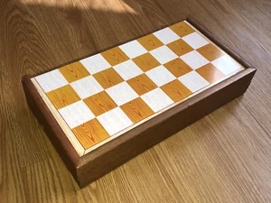 Vintage Magnetic Checkers / Backgammon Wooden Compact Travel Game Board Set - Picture 1 of 11