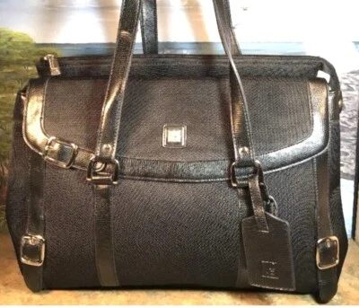 Diane Von Furstenberg Laptop Business Tote Satchel Carry On Black Travel - Image 1 of 4