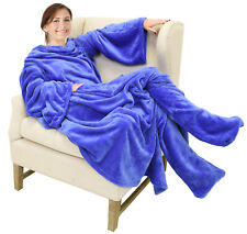 Wearable Blanket Sleeves FOOT Soft Fleece  Robe Wrap for Sofa Couch TV
