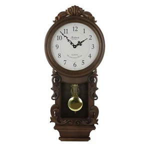 Bedford Clock Collection Chestnut Chiming Pendulum Wall Clock - Picture 1 of 6