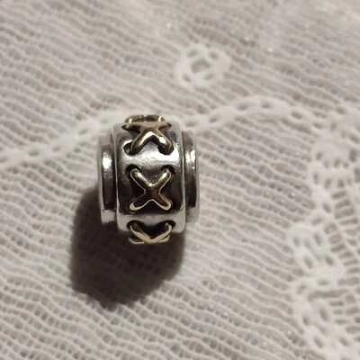 Original Pandora Bicolor Charm Element 790290  925 Silber ALE 585 Gold - Bild 1 von 3