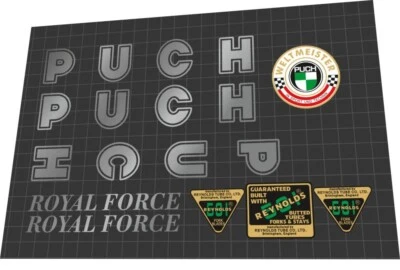 JUEGO DE CALCOMANÍAS CON MARCO PLATEADO PUCH ROYAL FORCE 1976 - Imagen 1 de 3