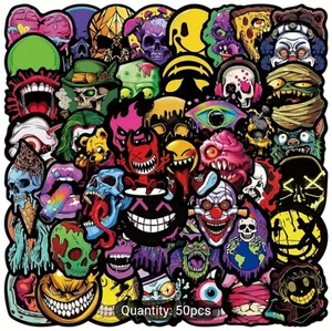 10 PIEZAS Pegatinas Halloween Espeluznantes Espeluznantes Trippy Monstruos Hippie TOTALMENTE NUEVAS - Imagen 1 de 8