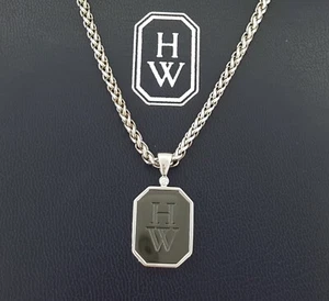 Harry Winston Zalium HW Logo Diamond 18k W Gold Pendant Necklace 30” 48 Grams - Picture 1 of 11
