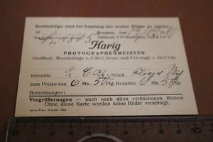 toller alter Abholschein ?? Harig Photografenmeister - Bremen 1940  - Picture 1 of 1