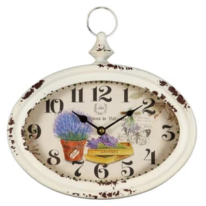 Vintage Wanduhr Antik Lavendel Landhaus mediterran Shabby Chic Retro Uhr - Bild 1 von 1