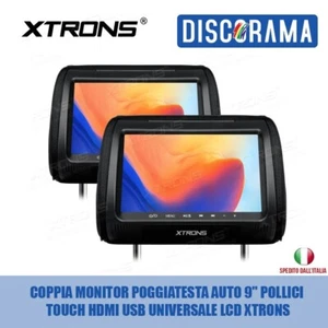 COPPIA MONITOR POGGIATESTA AUTO 9" POLLICI TOUCH HDMI USB UNIVERSALE LCD XTRONS - Foto 1 di 11