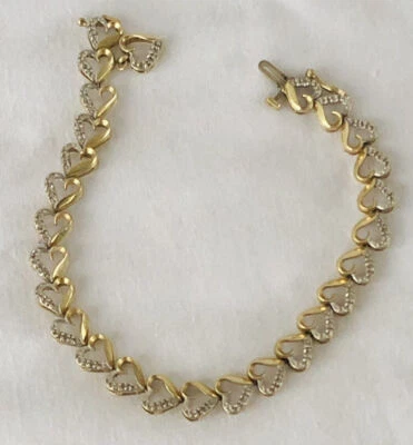 Brazalete de tenis corazón diamante creado en laboratorio 5,80 quilates redondo chapado en oro de 14 quilates plateado Foto 1 de 4