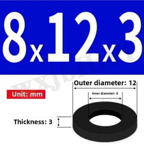 8mm0.32" ID x12mm0.47" OD x3mm0.12" Thick Rubber Flat Washers Spacers Sealing - Picture 1 of 5