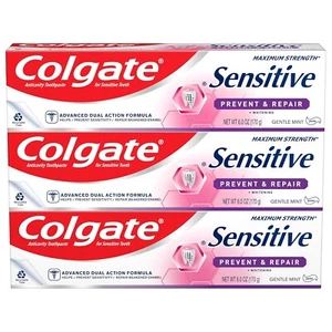 Colgate Sensitive Toothpaste with Whitening, Prevent and Repair, 6 Ounce, 3 Pack - Picture 1 of 6