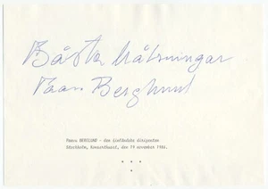 Renowned Finnish Conductor & Violinist PAAVO BERGLUND Orig Autograph 1986 #2 - Picture 1 of 1