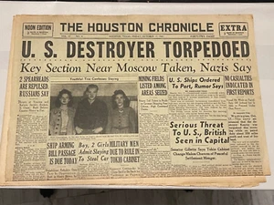 PERIÓDICO HOUSTON CHRONICLE SEGUNDA GUERRA MUNDIAL 17 DE OCTUBRE 1941 TITULAR - Imagen 1 de 1