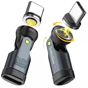 240W Magnetischer USB C Adapter 2 Stück Rechter Winkel Drehbare Spitze für Macbook Handy - Bild 1 von 12