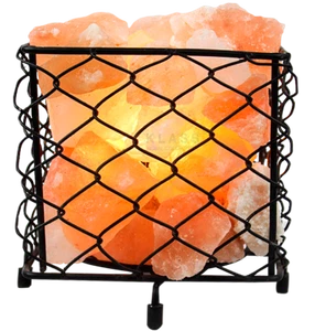100% Natural Himalayan Salt Lamp Metal Fire Basket with Himaliyan Salt Chunks - Picture 1 of 11