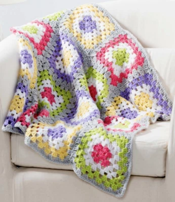 (32) Crochet Pattern - Granny Squares Baby Blanket DK Size 28" x 28" - Image 1 of 2