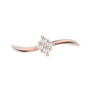 0.06CT Round Cut Lab Grown Diamond Women's Minimalist Wavy Ring In 10K Rose Gold - Picture 1 of 7