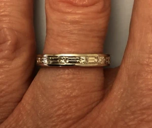 VGC platinum pt 950 and diamond full eternity ring Princess & Emerald cut size L - Picture 1 of 7