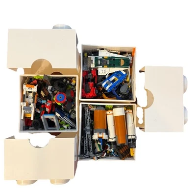 Juego de 3 ladrillos de almacenamiento LEGO blancos de 4 tacos llenos de bloques LEGO lote suelto a granel Foto 1 de 4