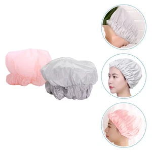 2pcs Elastic Shower Caps Polyester Waterproof Bathing for Kitchen Bathroom - Picture 1 of 12