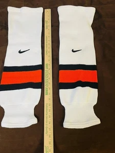 Nike Hockey Socken weiß mit orange und schwarzen Streifen neu - Bild 1 von 3