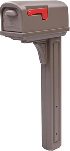 Architectural Mailboxes Classic Plastic Mailbox and Post Kit, Mocha - Picture 1 of 7
