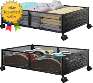 Unterbett Aufbewahrungsbehälter mit Rollen unter Bett Schuh Aufbewahrung Organizer Schublade - Bild 1 von 3