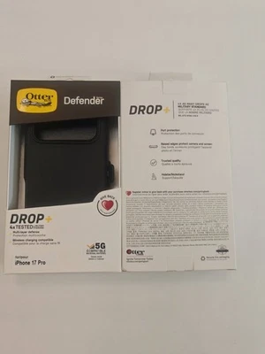 New OtterBox iPhone 17 Pro 6.3" Defender Series Case BLACK includes holster clip - Image 1 of 2