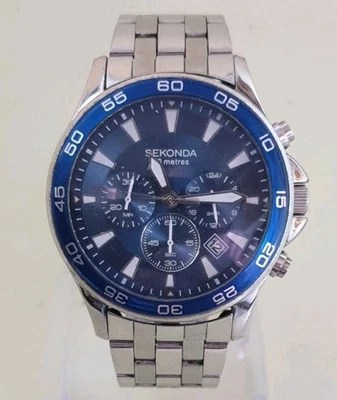Sekonda 1058 Mens Chronograph Watch Sekonda Chronograph Blue Dial Divers Watch. - Image 1 of 4