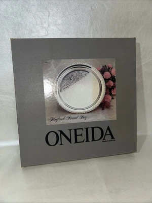 Vintage 1987 ONEIDA Maybrook 12” Silverplate Round Serving Tray NEW USA SEALED - Image 1 of 2