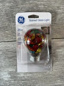 GE Stained Glass 25W Hand Painted Light Bulb A19 General Electric - Picture 1 of 9
