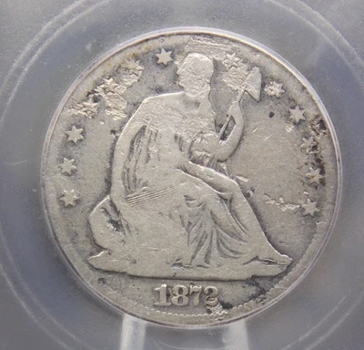 1872 "CC" Seated Liberty Half Dollar 50c ICG G6 Details #601 *CARSON CITY* ECC&C - Image 1 of 4