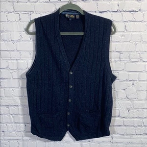 Hart Schaffner & Marx Mens Knit Sweater Vest Navy L Grandpa Core Preppy Nautical - Picture 1 of 5