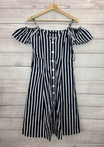 ZARA BLU NAVY TUTA NAUTICA BIANCA A RIGHE ABITO MIDI RIGHE S SMALL 8 4 36 - Foto 1 di 15