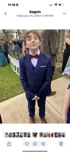 Blue Youth Suit- 4 Piece, Size 14Y. Include Pants, Shirt, Jacket, Bow Tie & Vest - Picture 1 of 8