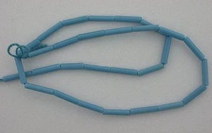 New Venetian Trade Type Seed Glass Bead Turquoise Blue 12x3 Tube 13 Inch Strand - Picture 1 of 1