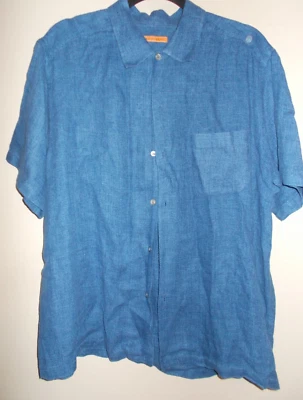 Martin Gordon Mens Size L Blue Casual Dress Shirt Short Sleeves Button Down - Image 1 of 4