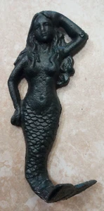 Tropical Towel Hat Bath Nautical Dark Green Mermaid Wall Hook Beach House - Picture 1 of 6