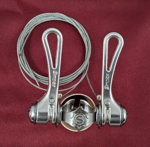 Simplex Downtube F/R Shifter Set Friction Clamp-On NOS w/Cables S50 - Picture 1 of 4