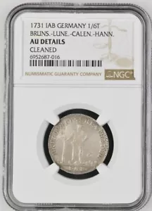 1731 IAB German States Brunswick Lunenberg. 1/6 Taler 6 MG. NGC AU Details - Picture 1 of 2