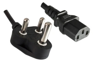 DINIC Netzkabel Indien Typ M auf C13, IND 3pin Typ M/IEC 60320-C13, BIS, schwarz - Bild 1 von 3