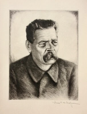 Werner Ernst A. Hoffmann (1881-1962) sign. Radierung, Schriftsteller Maxim Gorki - Bild 1 von 4