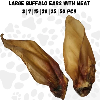 NAW BUFFALO EARS LARGE with MEAT 3|7|15|28|35|50pcs Natural Dog Chews Protein Treat